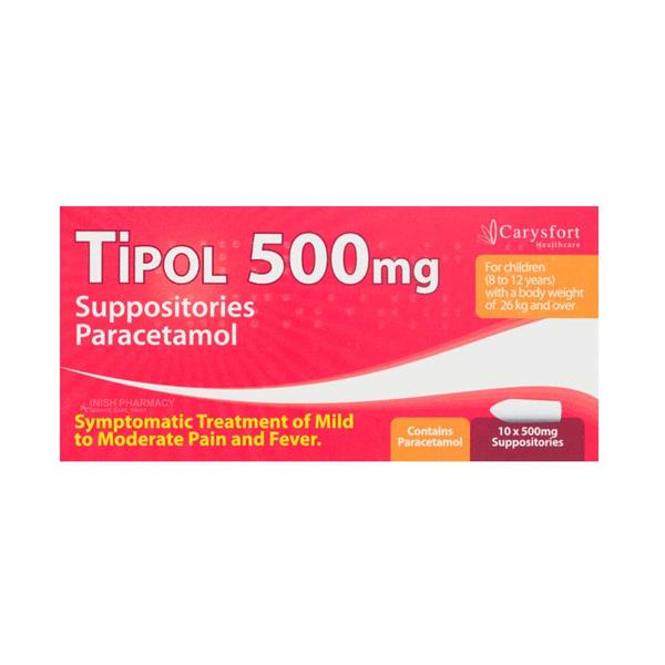 Tipol Paracetamol Suppositories 500mg - 10 Pack