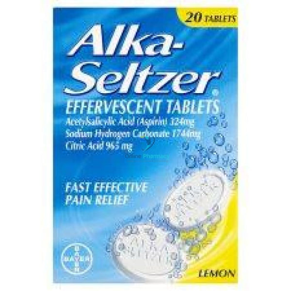 Alka-Seltzer Effervescent Tablets Lemon Flavour 10/20 Pack - OnlinePharmacy