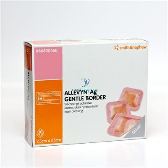 Allevyn Ag (Silver) Gentle Border Wound Dressing -  7.5cm x 7.5cm (10 Pack)