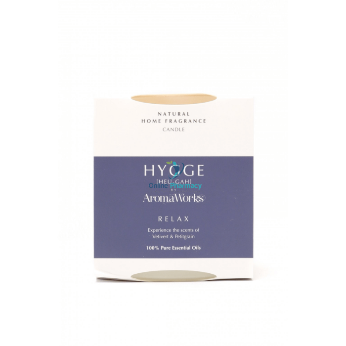 Aromaworks Hygge Relax - Vetivert & Petitgrain Candle With Essential Oil Home Fragrance