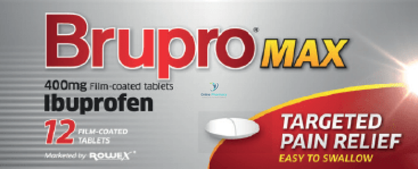 Brupro Max 400mg Ibuprofen Tablets - 12 or 24 Pack - OnlinePharmacy