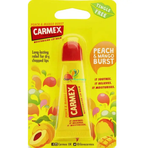 Carmex Peach & Mango Tingle Free - 10g - OnlinePharmacy