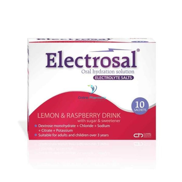 Electrosal Oral Hydration Salts Lemon and Raspberry - 10 Sachets - OnlinePharmacy