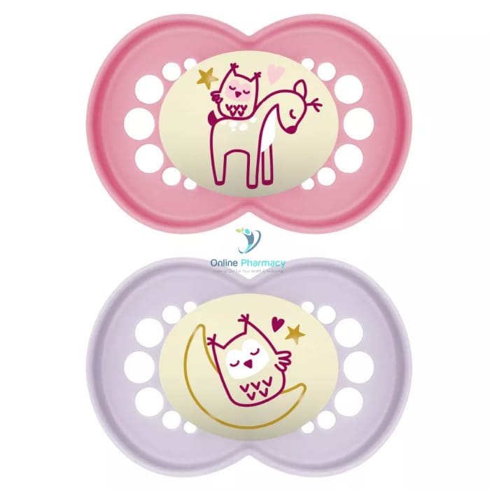 Mam Pure Night Twin Pack Soother 6 Months Baby Soothers