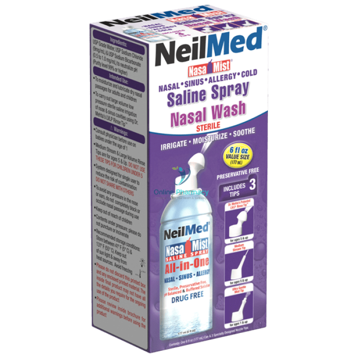 NeilMed Nasamist Saline Spray Nasal Wash - 177ml - OnlinePharmacy