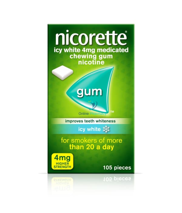 Nicorette Icy White Gum 4mg - 30/105Pack - OnlinePharmacy