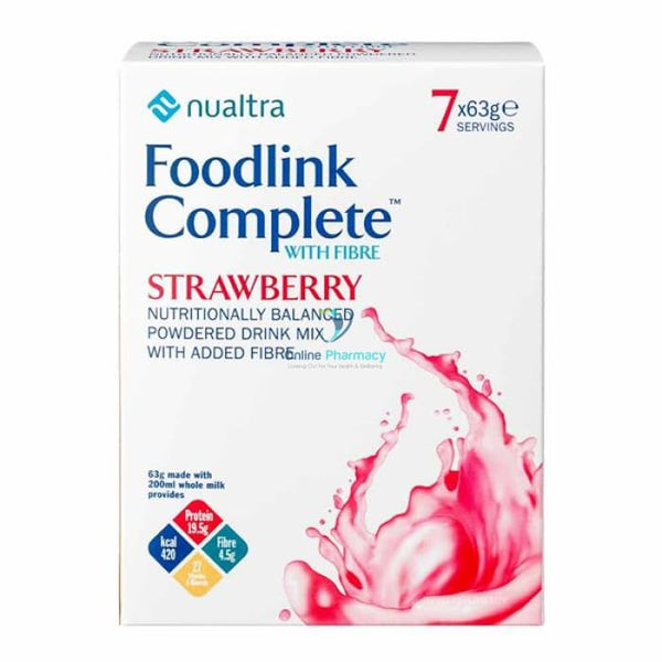 Nualtra Foodlink Complete Strawberry with Fibre 7 x 63g - OnlinePharmacy