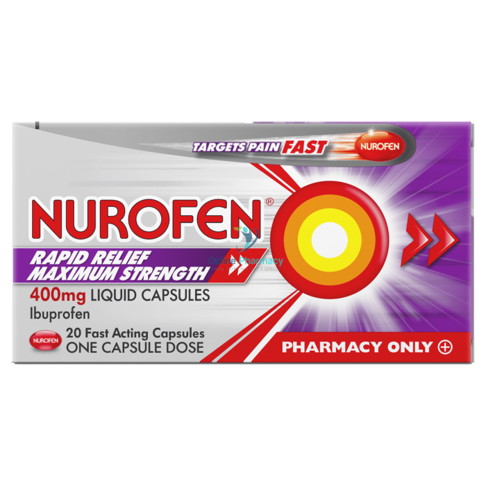 Nurofen Rapid Relief 400mg Max Strength Liquid Capsules - 20 Pack - OnlinePharmacy