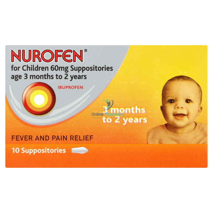 Nurofen Rectal 60mg Suppositories - 10 Pack - OnlinePharmacyNurofen Rectal 60mg Suppositories - 10 Pack