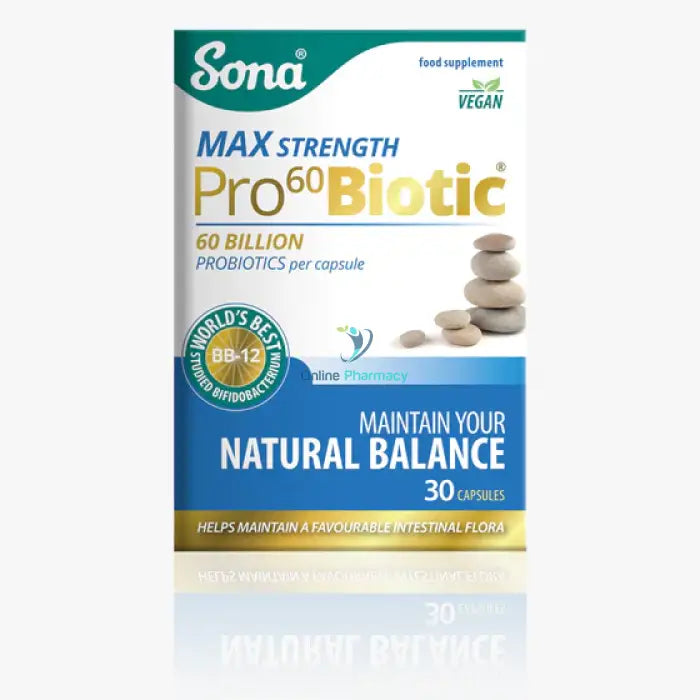 Sona Pro60Biotic Max Strength Probiotics - 30 Pack & Digestive Health
