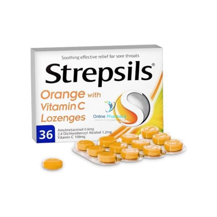 Strepsils Orange & Vitamin C - 36 Pack - OnlinePharmacy