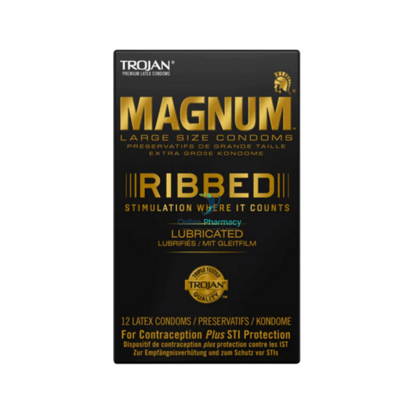 Trojan Magnum Ribbed Condoms 12 Pack Sexual Health