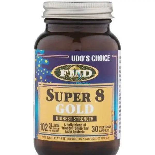Udo’s Choice Super 8 Gold 30 Capsules Probiotics & Digestive Health